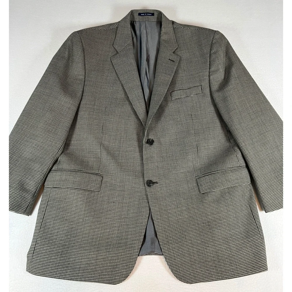 Ralph Lauren Blazer Mens 50R Tan Black Excellent 1998 Vintage Wool Houndstooth